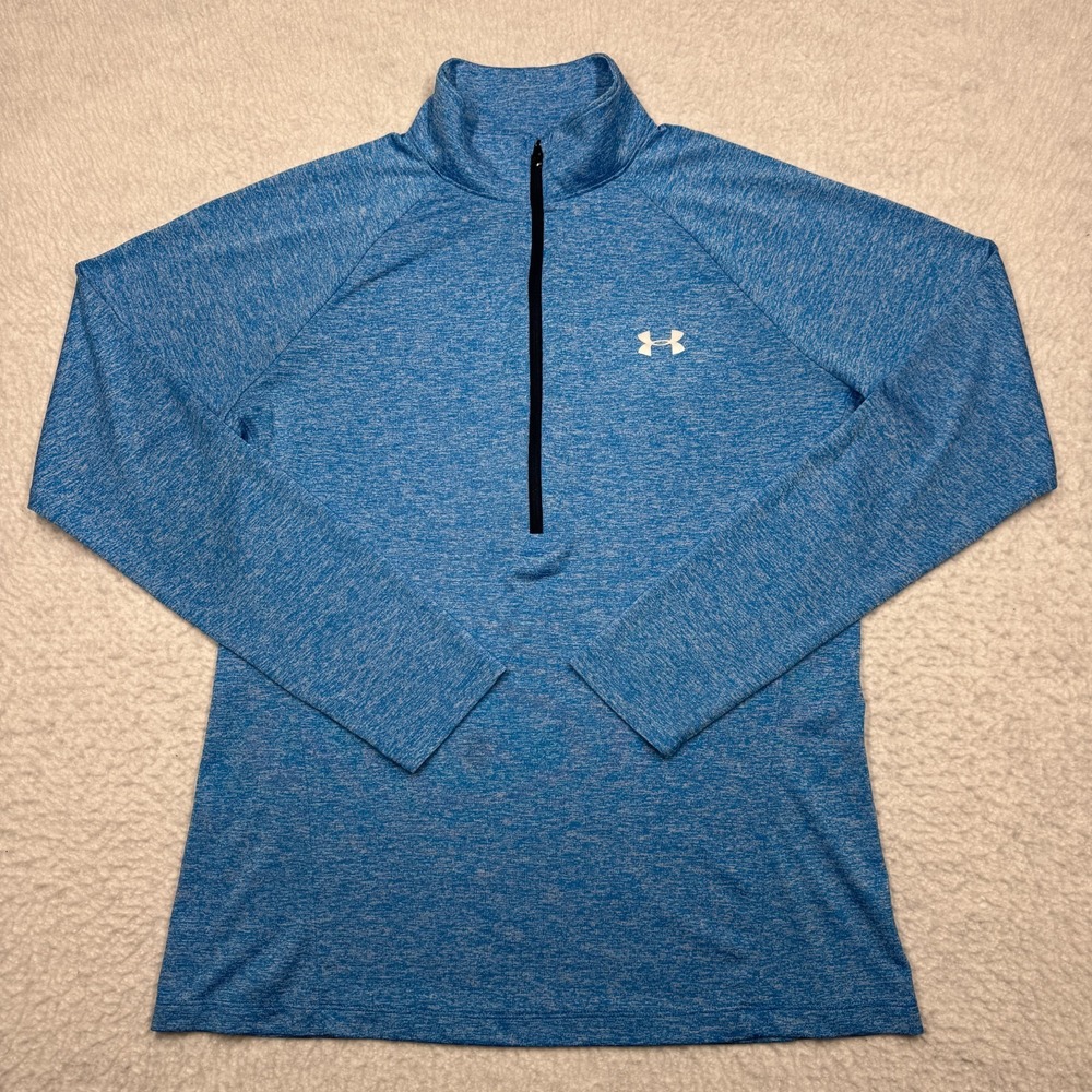 Under Armour Heat Gear 1/2 Zip Blue Pullover Track Jacket Women's‎ Size Large